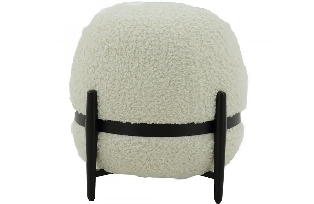 Divani Casa Fouston Contemporary White Sherpa Ottoman