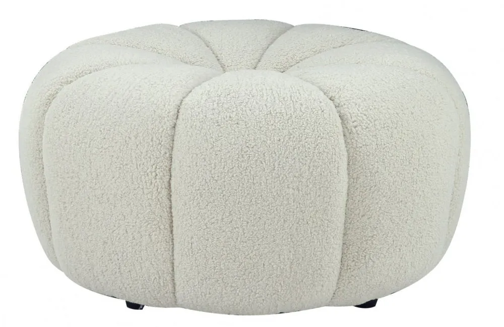 Divani Casa Gadson Contemporary White Sherpa Ottoman