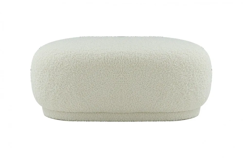 Divani Casa Kael Contemporary White Sherpa Ottoman