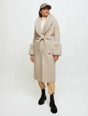 DOUBLE-FACED FUR-EFFECT COAT