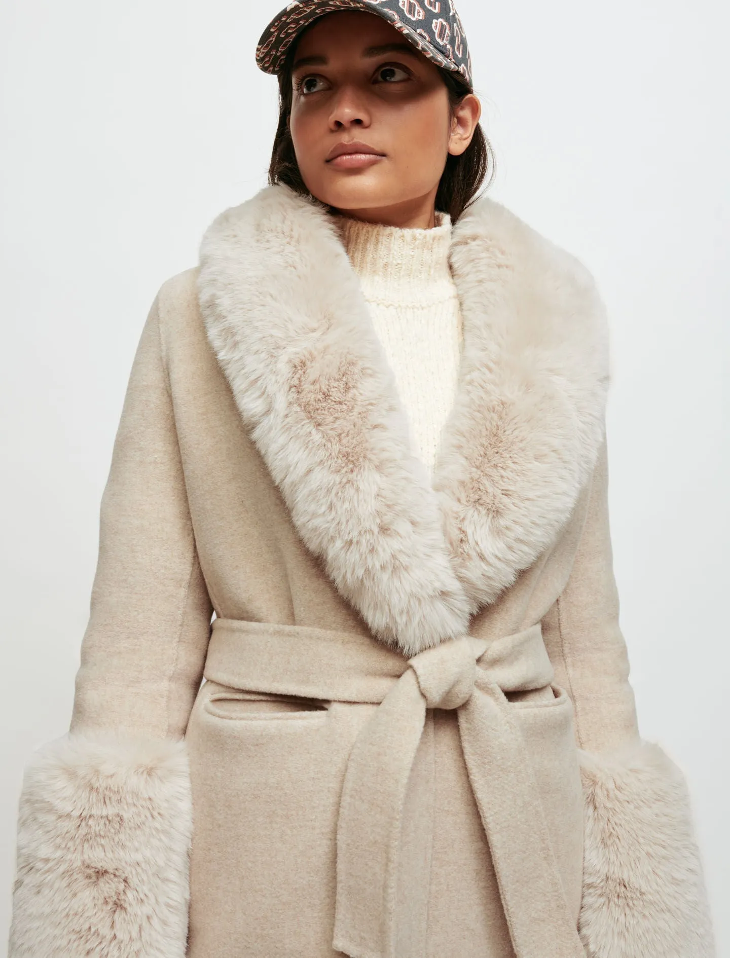 DOUBLE-FACED FUR-EFFECT COAT