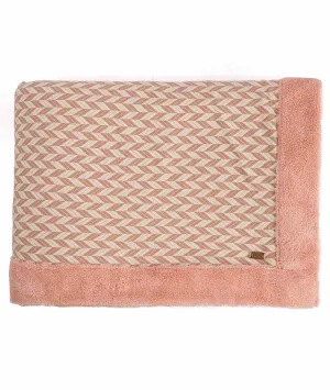 Eleanore Pink & Natural Cotton Knitted Double Bed Blanket layered with Warm Sherpa Fabric