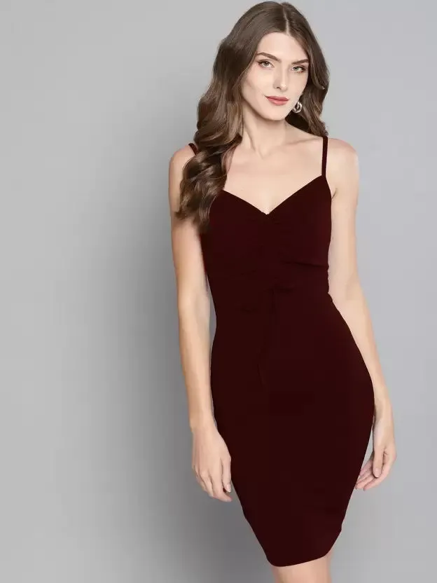 Elegant Essence Ruched Lycra Mini Dress