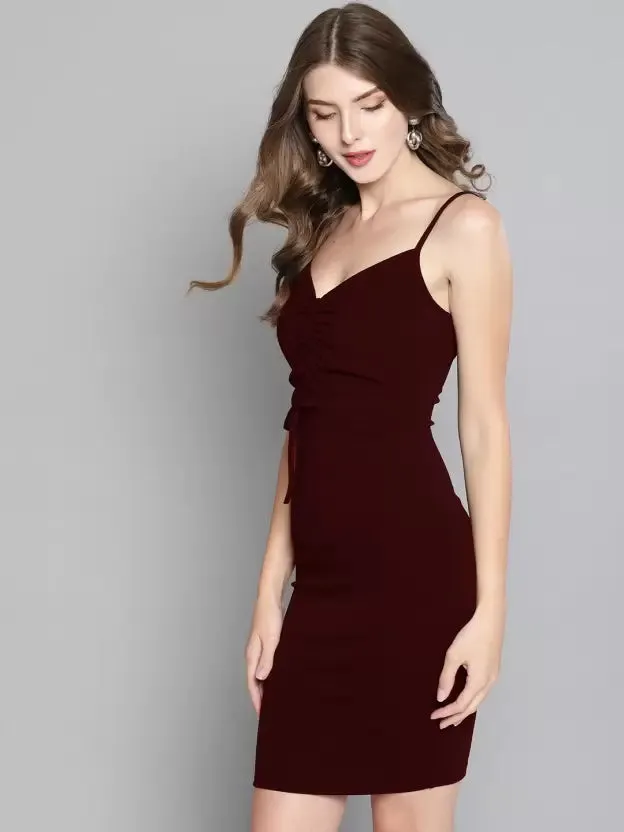 Elegant Essence Ruched Lycra Mini Dress