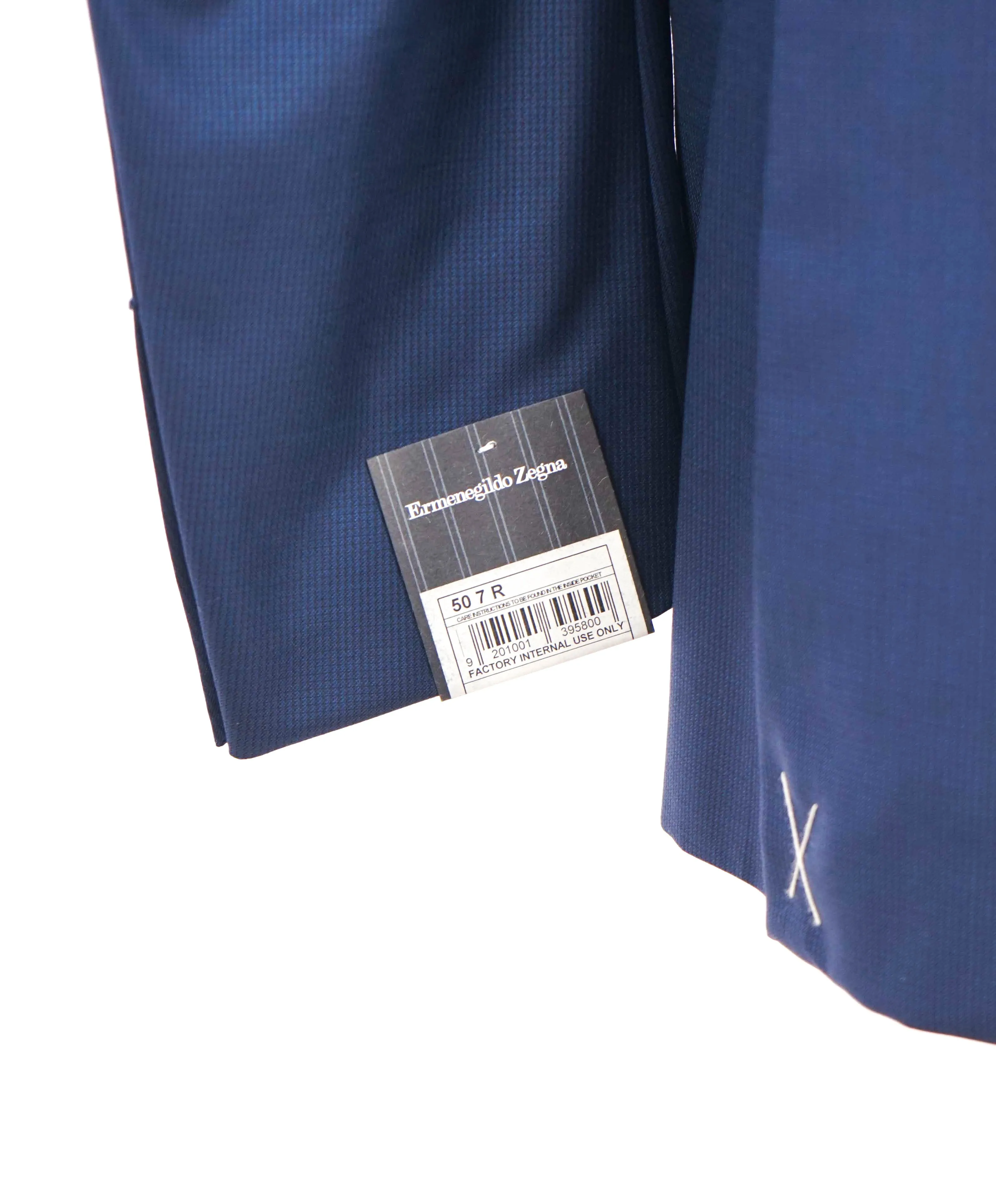 ERMENEGILDO ZEGNA - "15 MILMIL 15" Blue Micro Check Texture Blazer - 40R