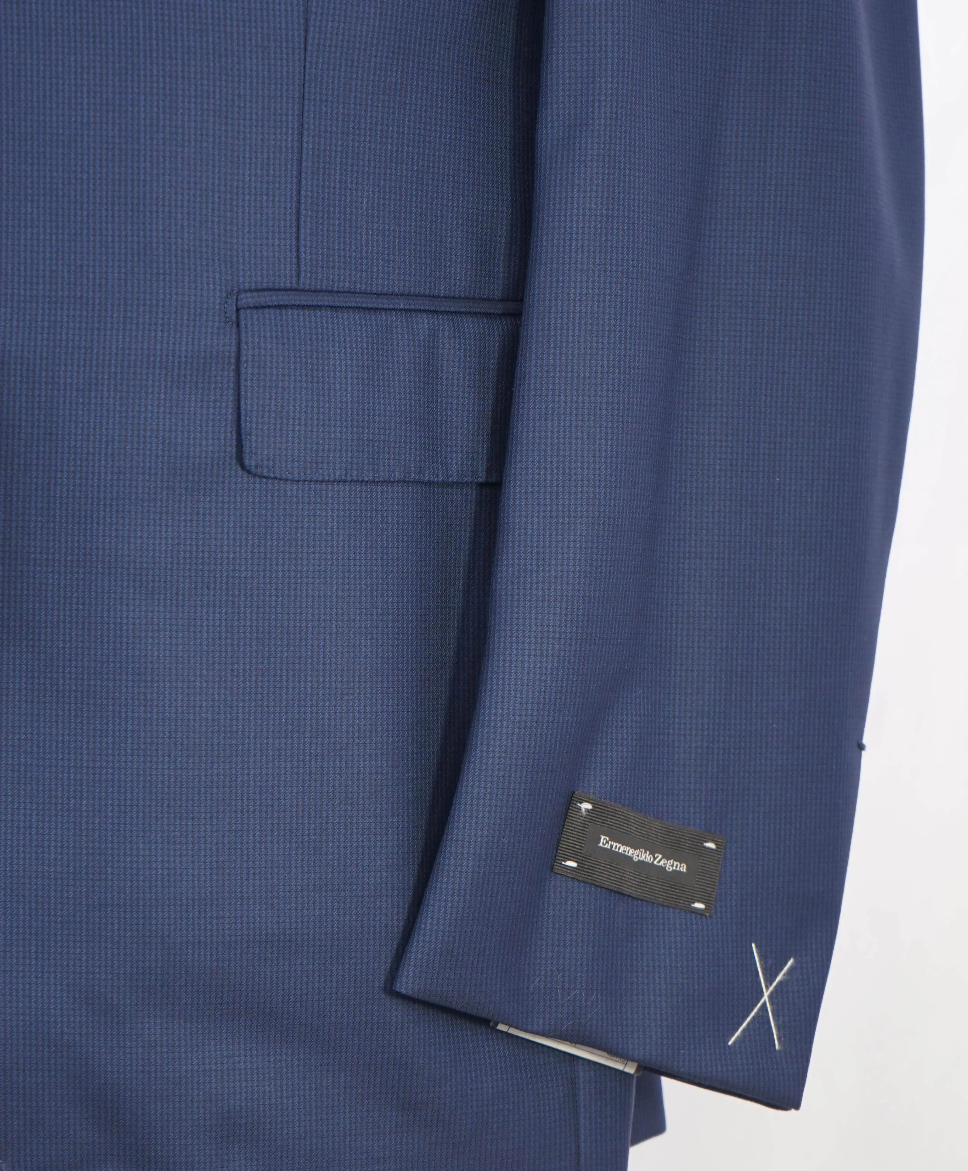 ERMENEGILDO ZEGNA - "15 MILMIL 15" Blue Micro Check Texture Blazer - 40R