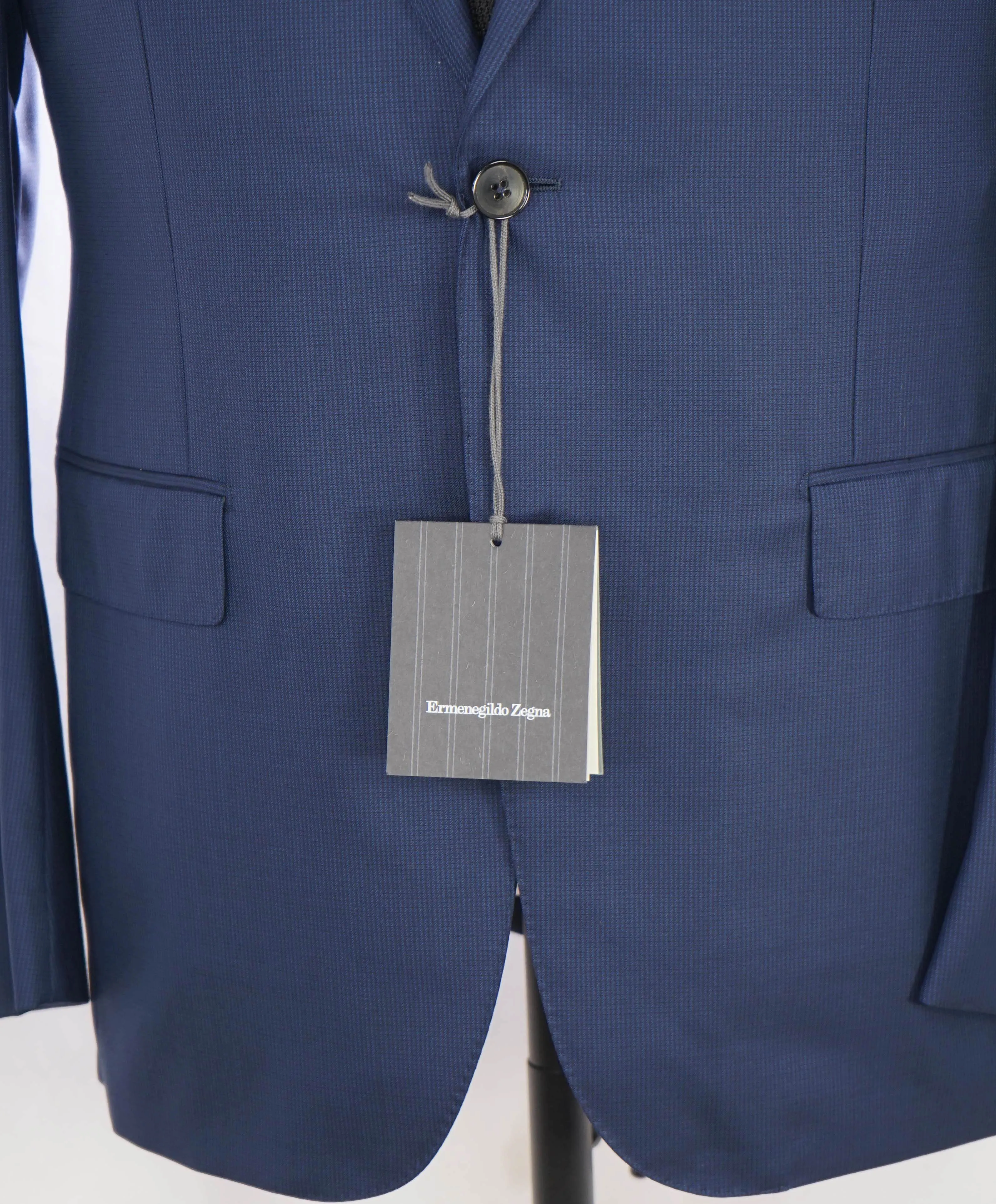 ERMENEGILDO ZEGNA - "15 MILMIL 15" Blue Micro Check Texture Blazer - 40R