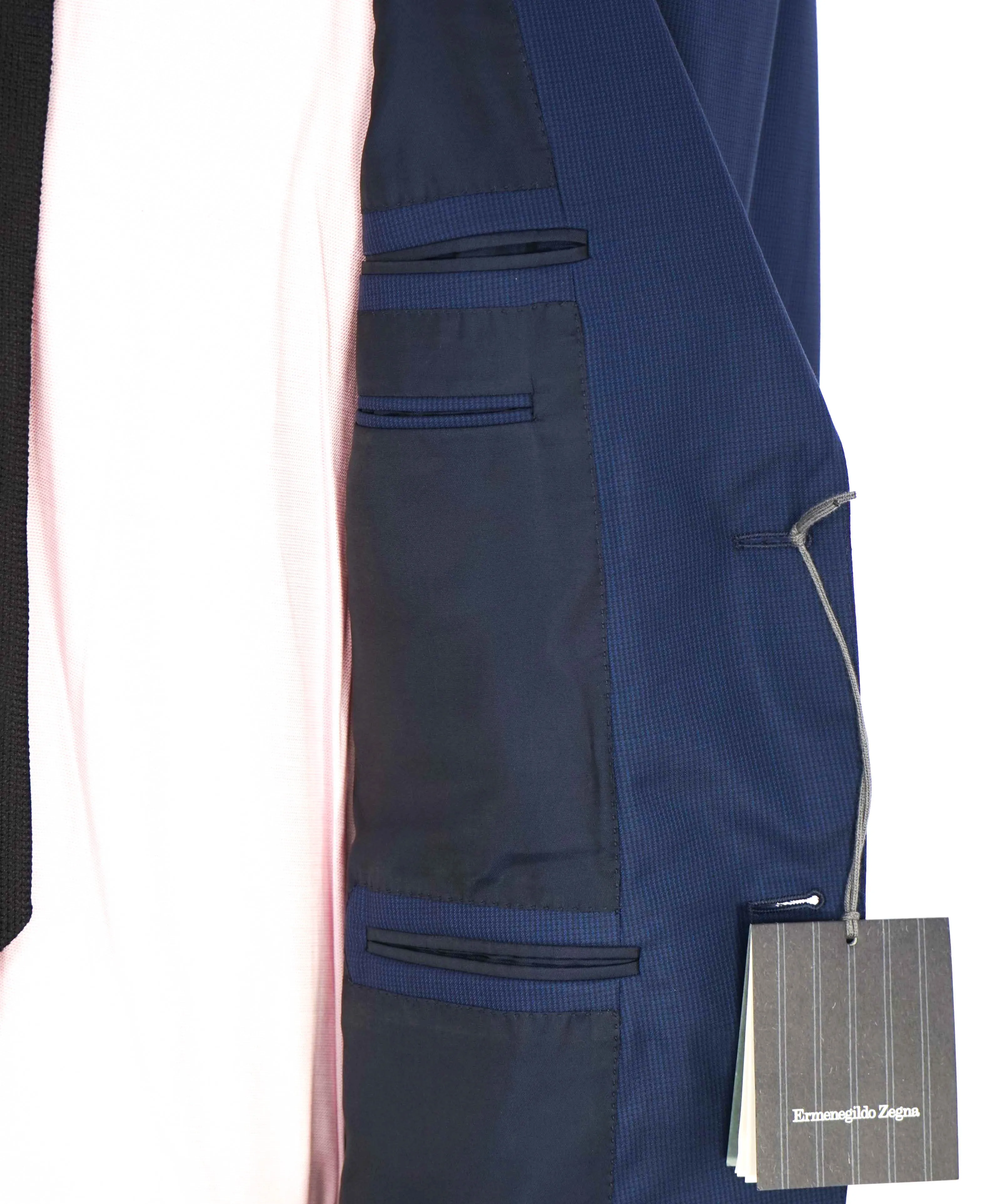 ERMENEGILDO ZEGNA - "15 MILMIL 15" Blue Micro Check Texture Blazer - 40R