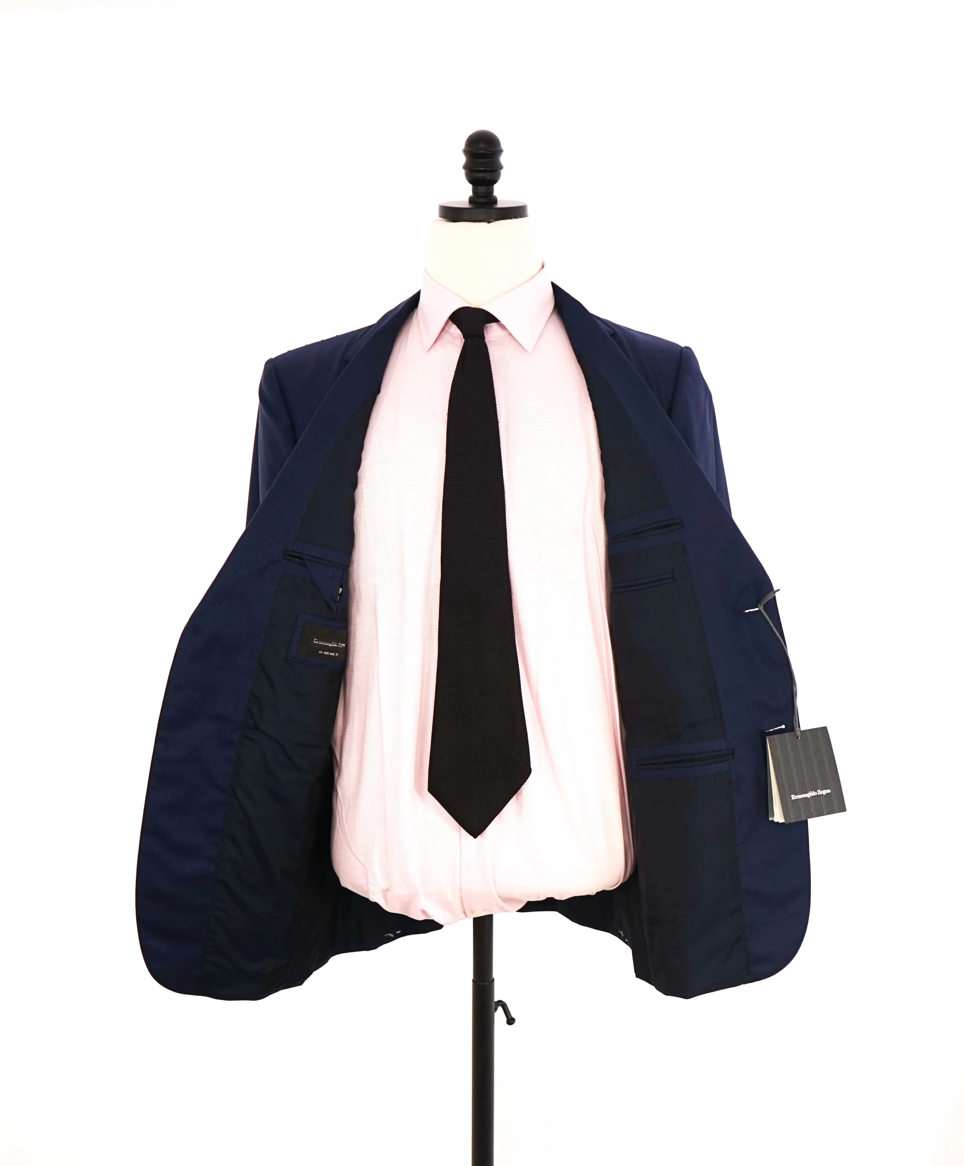 ERMENEGILDO ZEGNA - "15 MILMIL 15" Blue Micro Check Texture Blazer - 40R