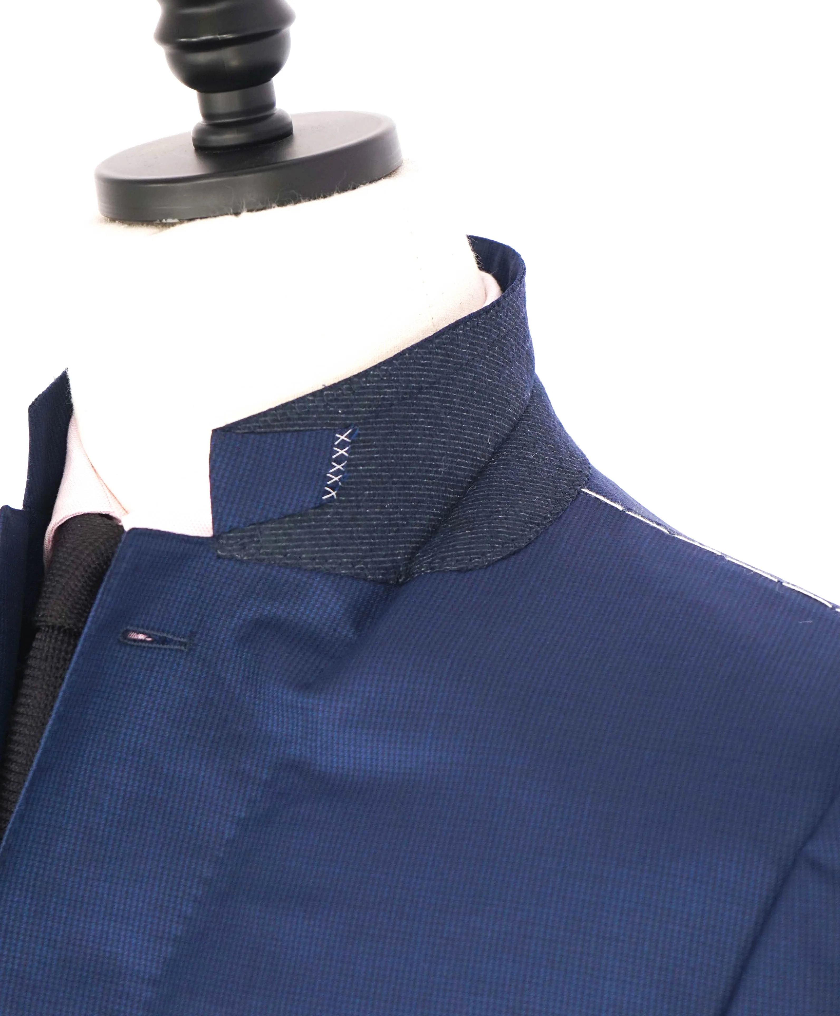 ERMENEGILDO ZEGNA - "15 MILMIL 15" Blue Micro Check Texture Blazer - 40R
