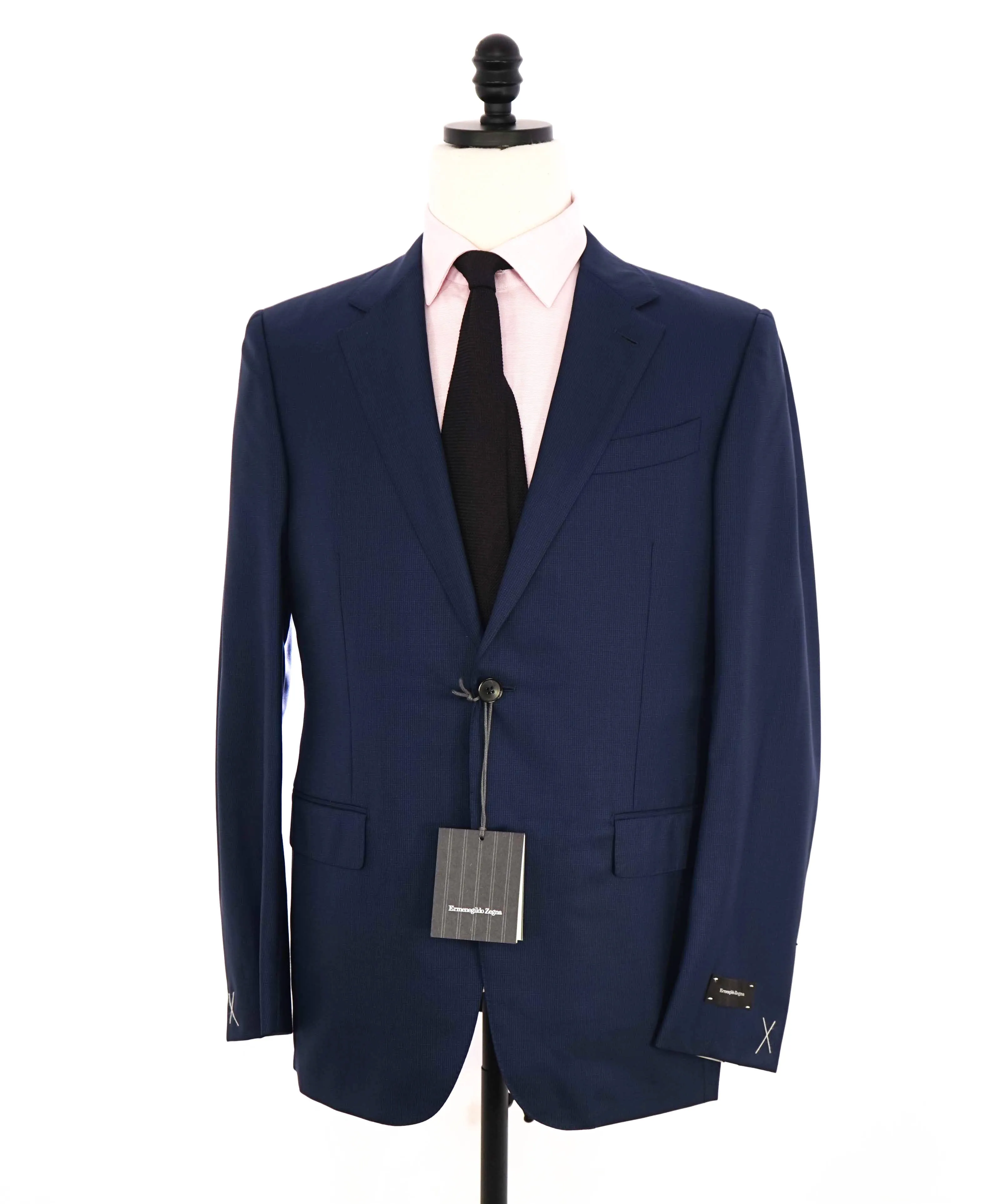 ERMENEGILDO ZEGNA - "15 MILMIL 15" Blue Micro Check Texture Blazer - 40R