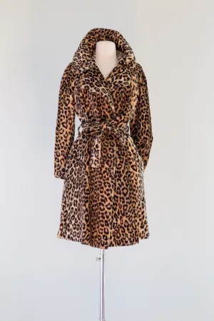 Fabulous 1960s Faux Leopard Trench Coat / Medium