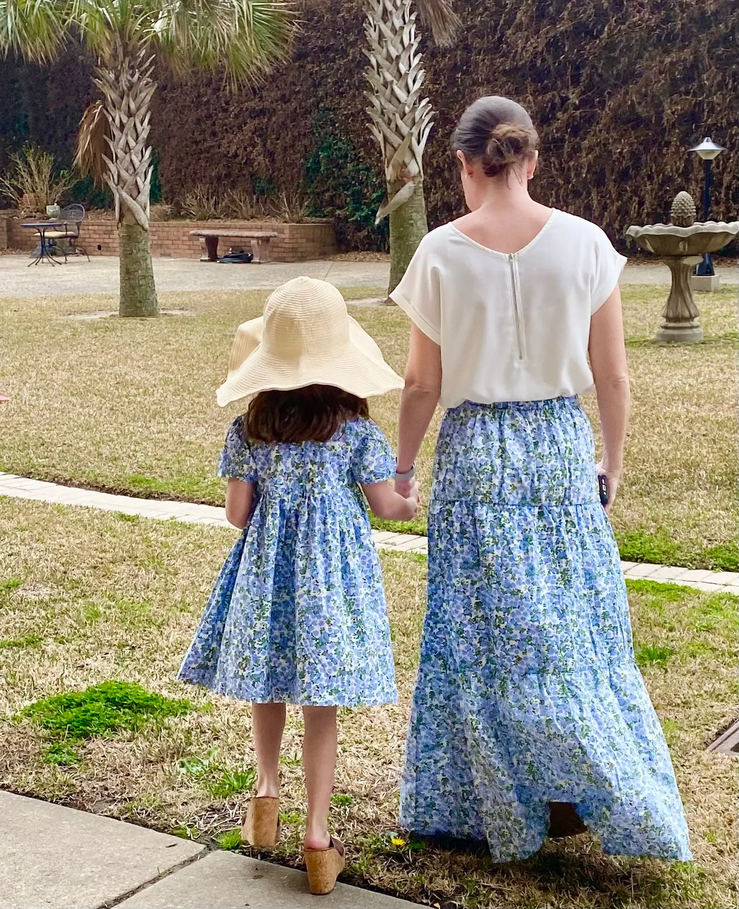 Floral Ladies Maxi Skirt- Hydrangea & Bee Print