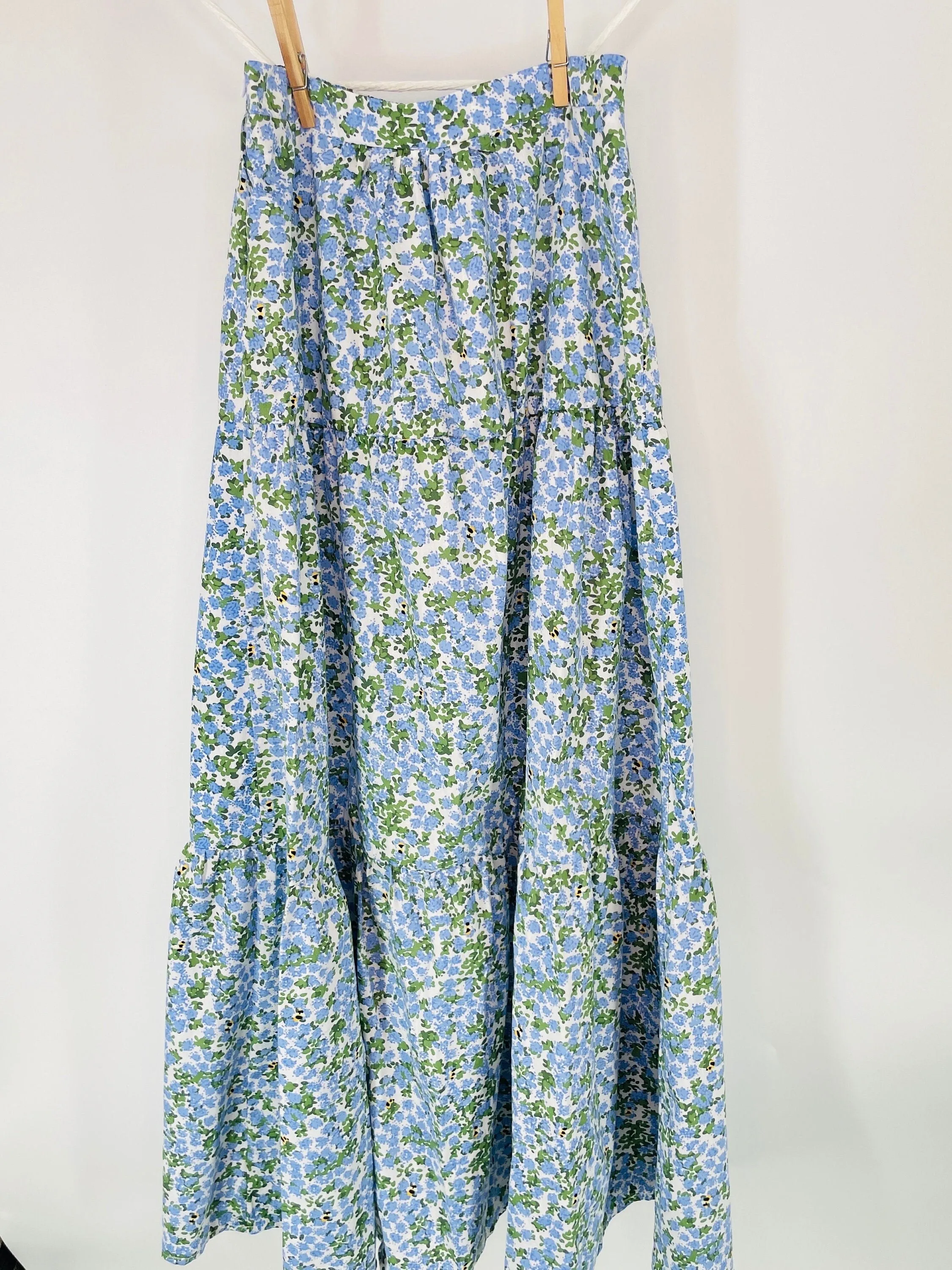 Floral Ladies Maxi Skirt- Hydrangea & Bee Print