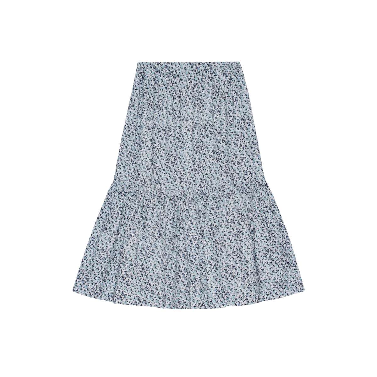 Ganni Printed Cotton Maxi Flounce Skirt