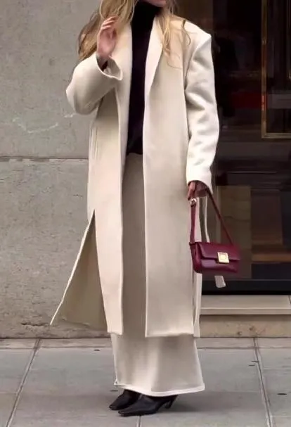 Hem Split Woolen Coat