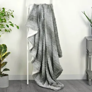 Hodge & Hodge Grey Faux Fur Blanket Throw Sherpa Fleece