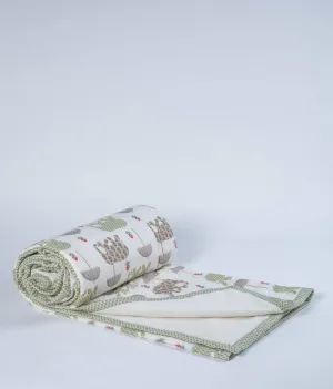 HOUSE OF CHARU Sherpa Blanket Muslin Cotton & Sherpa ;-White Standard Size (60" x 85")