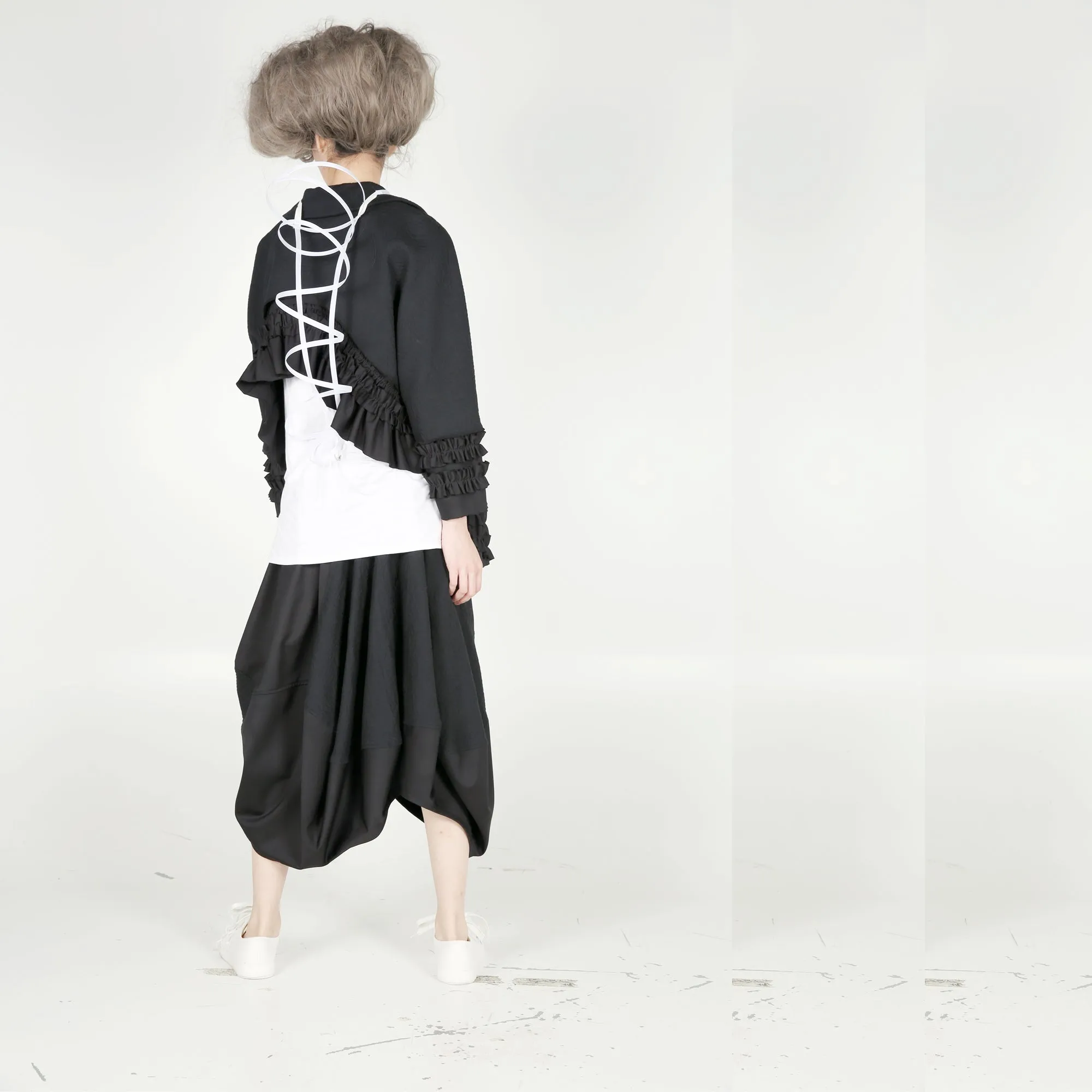 Jacket - Asymmetric Length with Ruffles