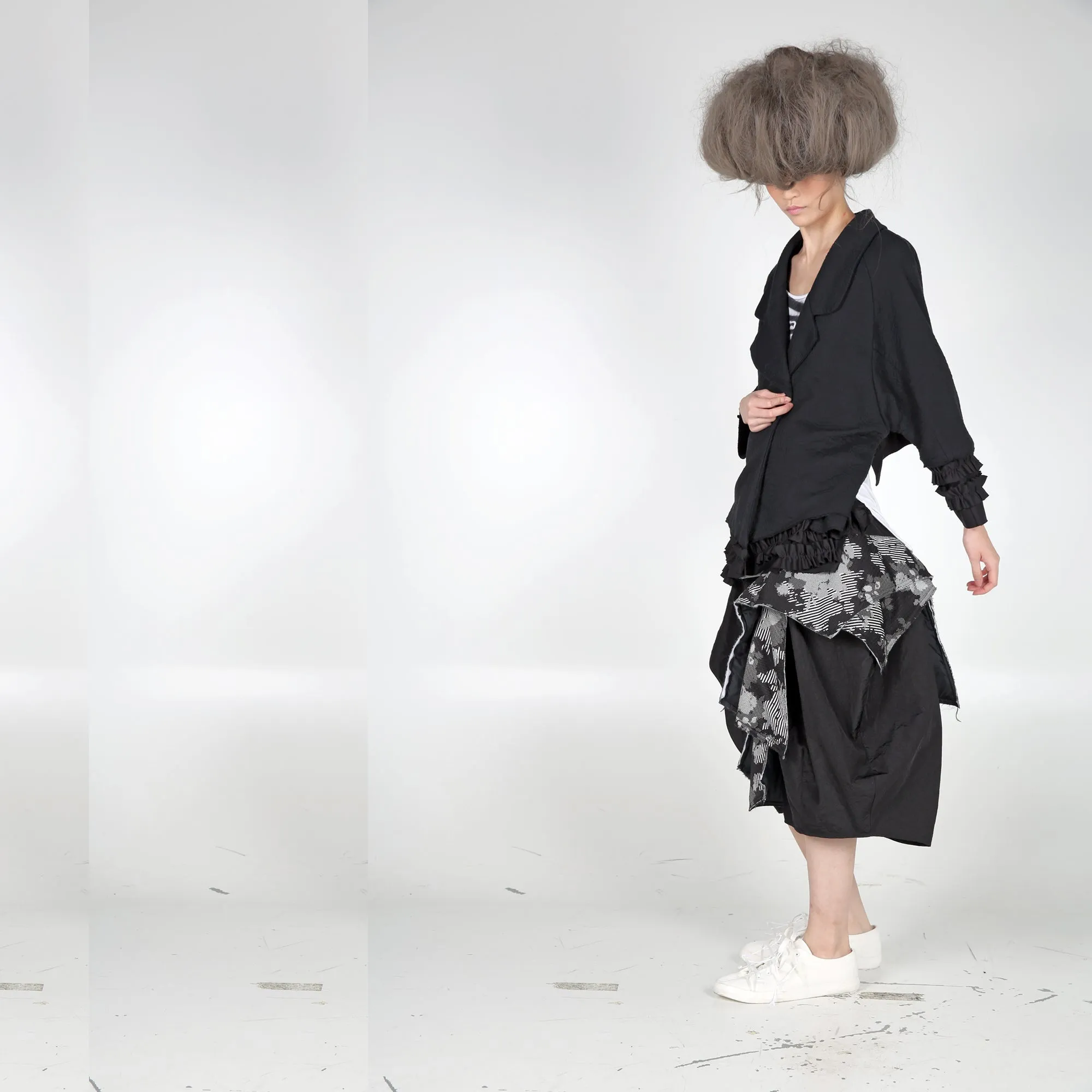 Jacket - Asymmetric Length with Ruffles