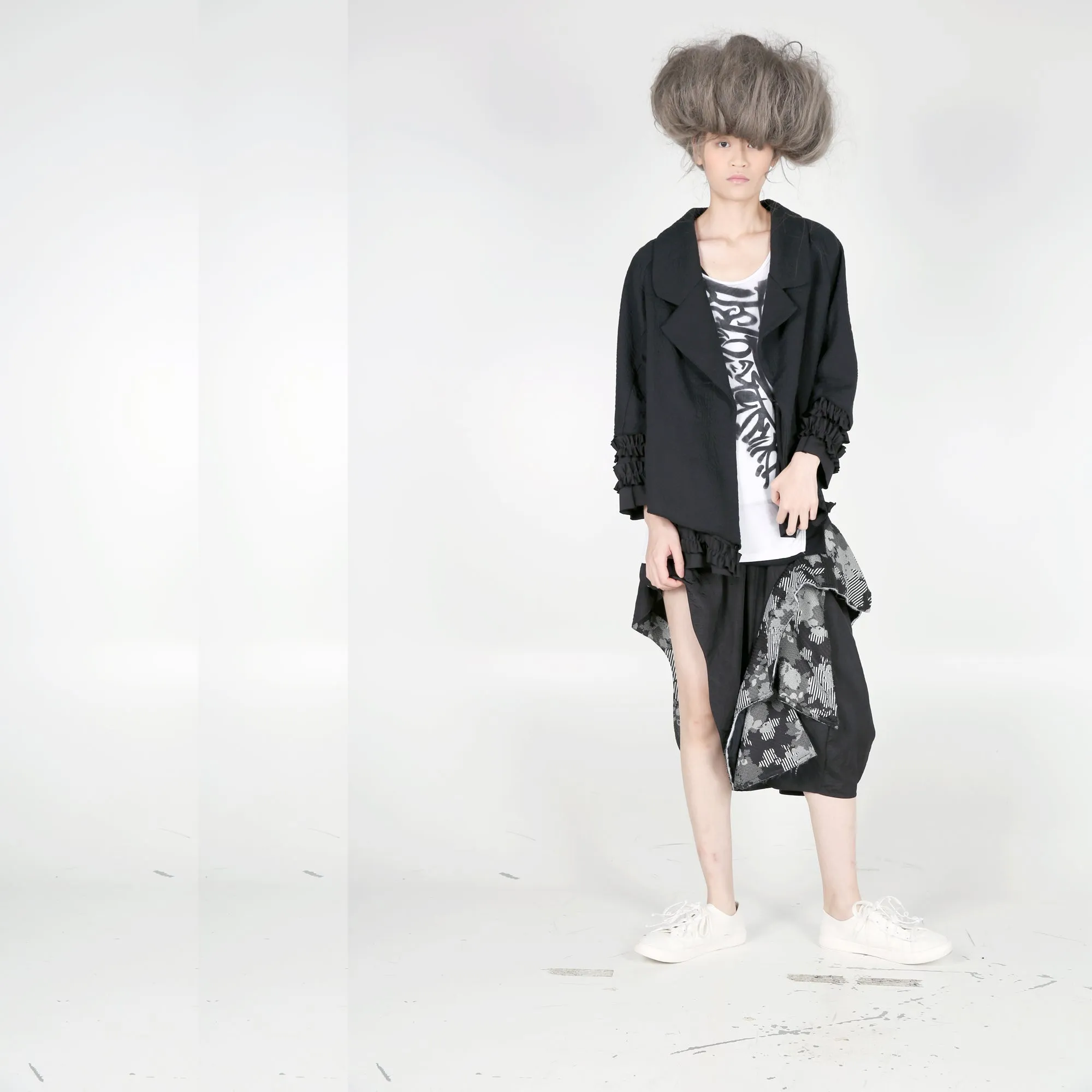 Jacket - Asymmetric Length with Ruffles