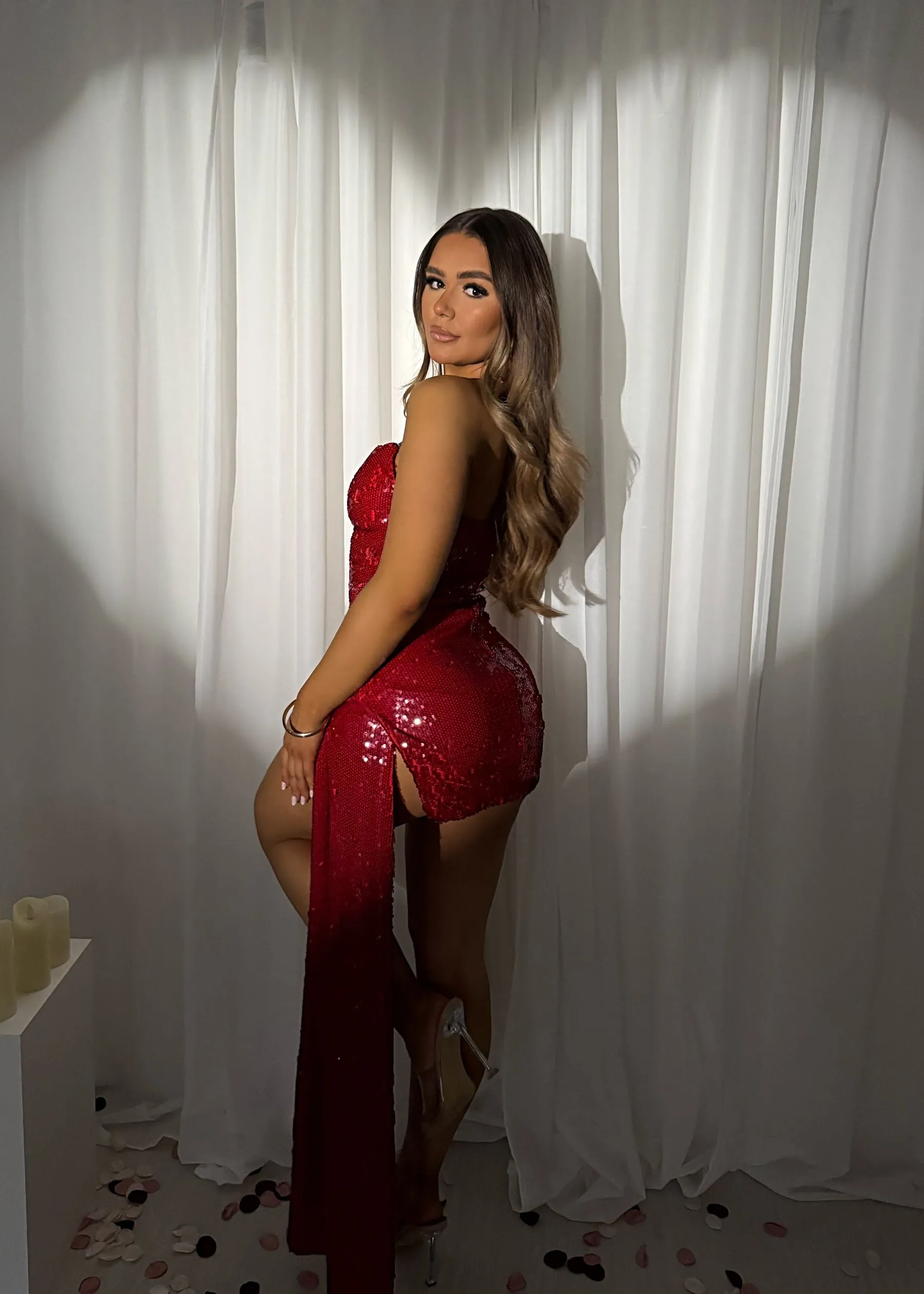 Kiss and Tell Sparkle Mini Dress - Red