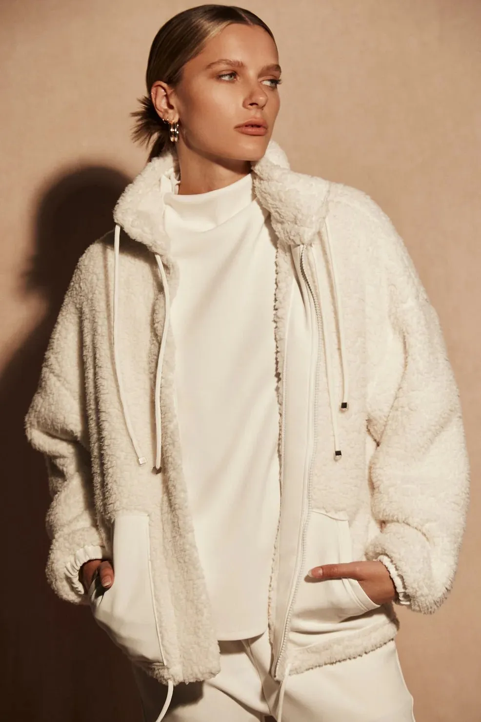 Lanston Oversized Sherpa Jacket in Cream