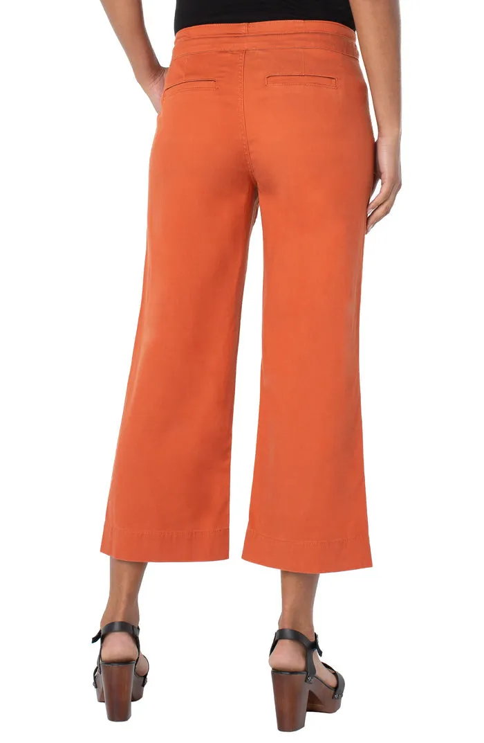 Liverpool Encased Self Tie Crop Wide Leg Pants