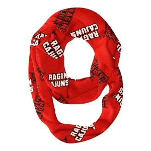 Louisiana At Lafayette All Over Logo Red Infinity Scarf by Vive La Fete