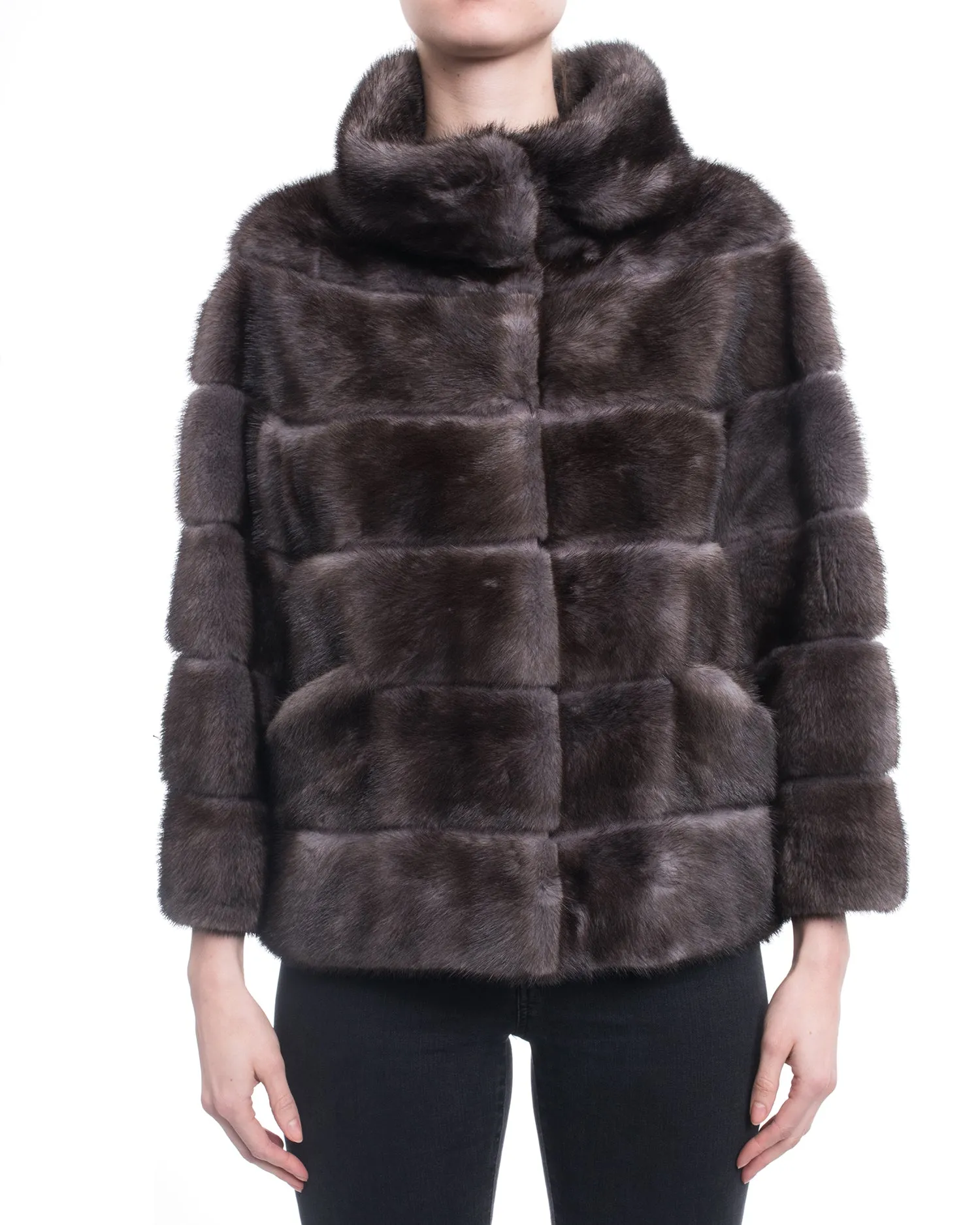 Lysa Lash Blue Iris Mink Fur Short Coat - 6