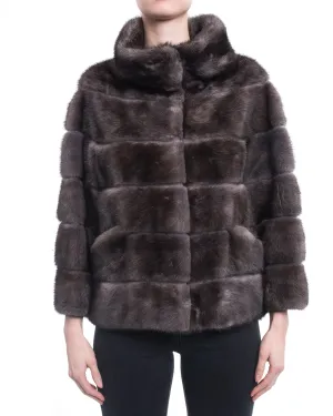 Lysa Lash Blue Iris Mink Fur Short Coat - 6