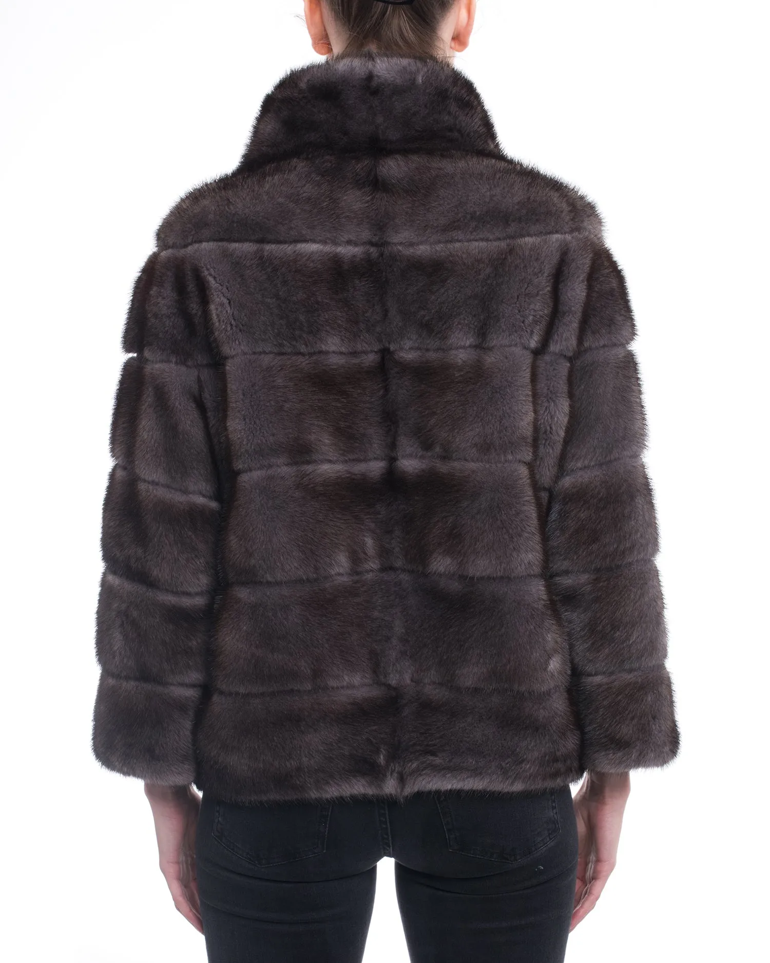 Lysa Lash Blue Iris Mink Fur Short Coat - 6
