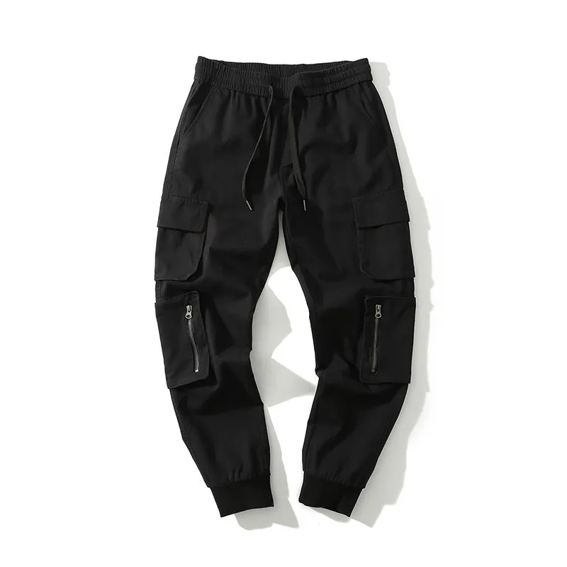 Man Fall Outfits Cargo Pants Functional Multi-Pocket Loose Jogging Tappered Work Clothes Casual Pants Men