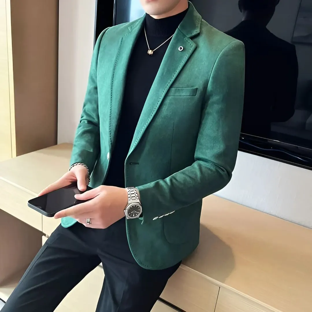 Men's Slim Fit Deerskin Velvet Blazer