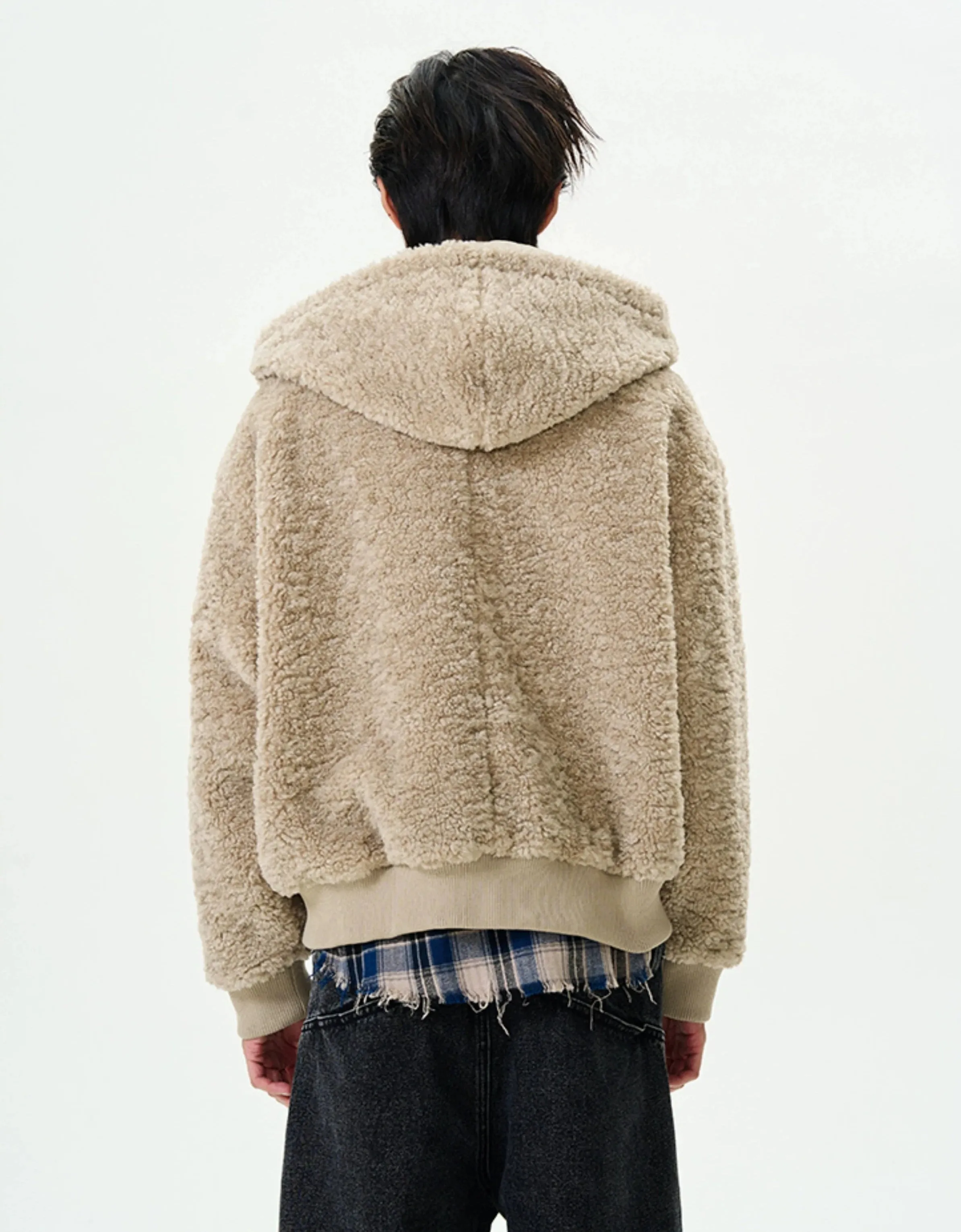 Mid-Crop Sherpa Hooded Zip Jacket