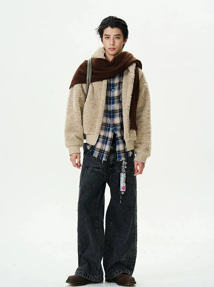 Mid-Crop Sherpa Hooded Zip Jacket