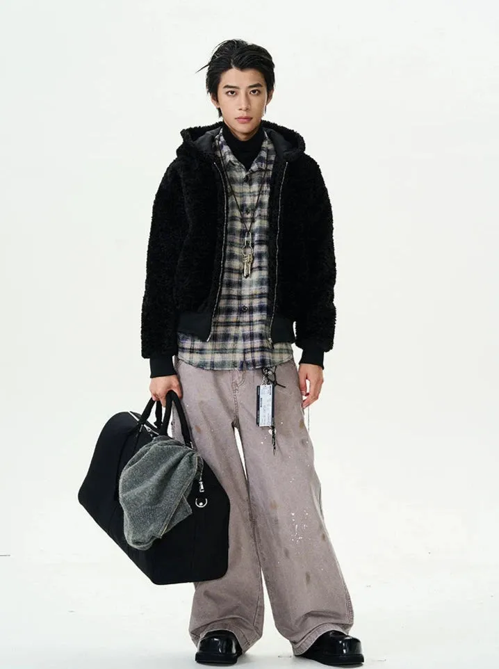 Mid-Crop Sherpa Hooded Zip Jacket