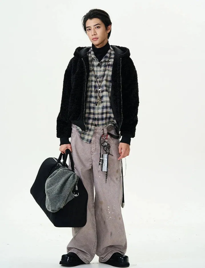 Mid-Crop Sherpa Hooded Zip Jacket