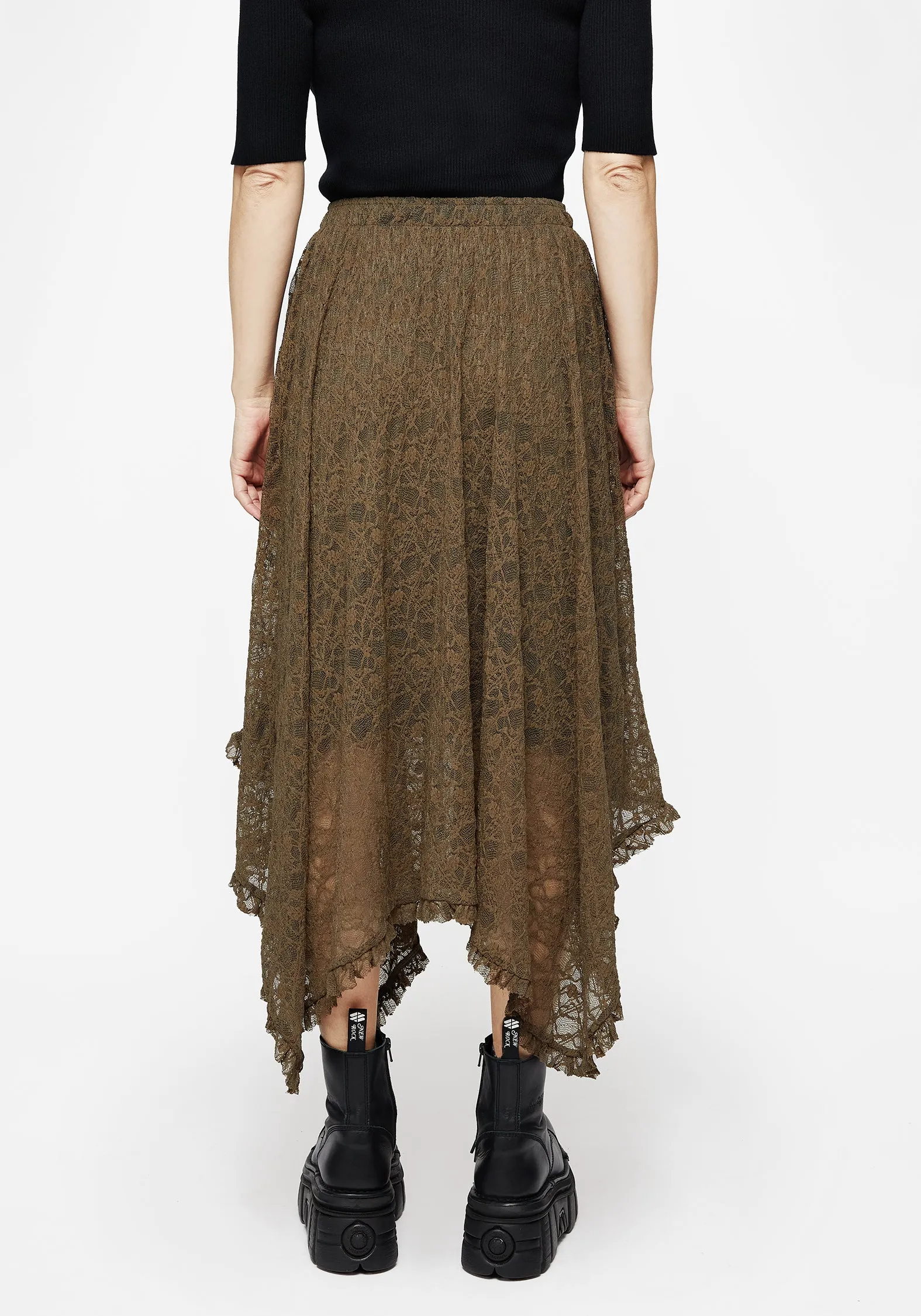 Myrtle Floral Lace Layered Midi Skirt