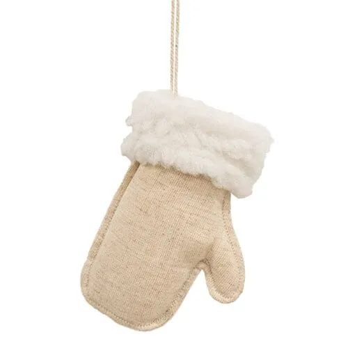 Natural Fabric Mitten Ornament
