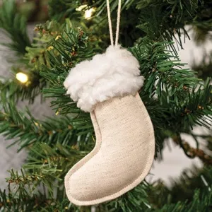 Natural Fabric Stocking Ornament