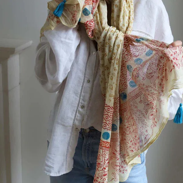 Norfolk Summer Block Printed Scarf