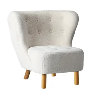 Oikiture Armchair Lounge Accent Chair Armchairs Couches Sofa Bedroom Wood White
