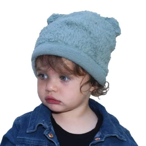 Organic Cotton Sherpa Child Bear Beanie-SALE