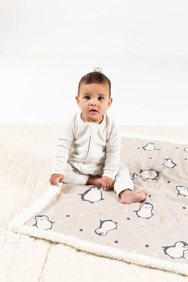 Penny Penguin Sherpa Fleece Baby Blanket