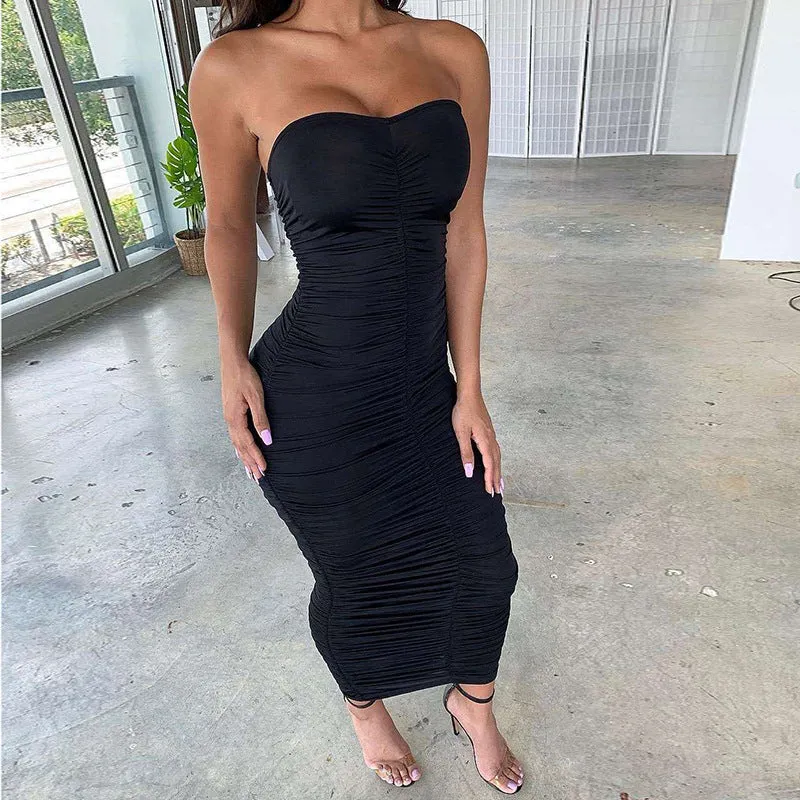 Pleated stretchable bodycon dress