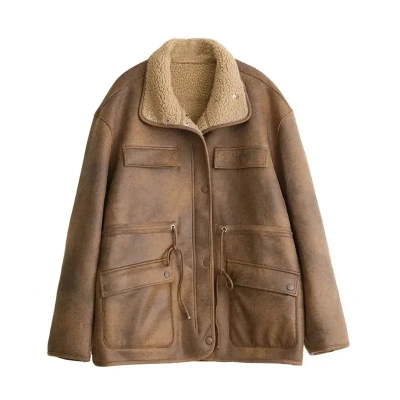 Reversible Suede Sherpa Coat | TISHA