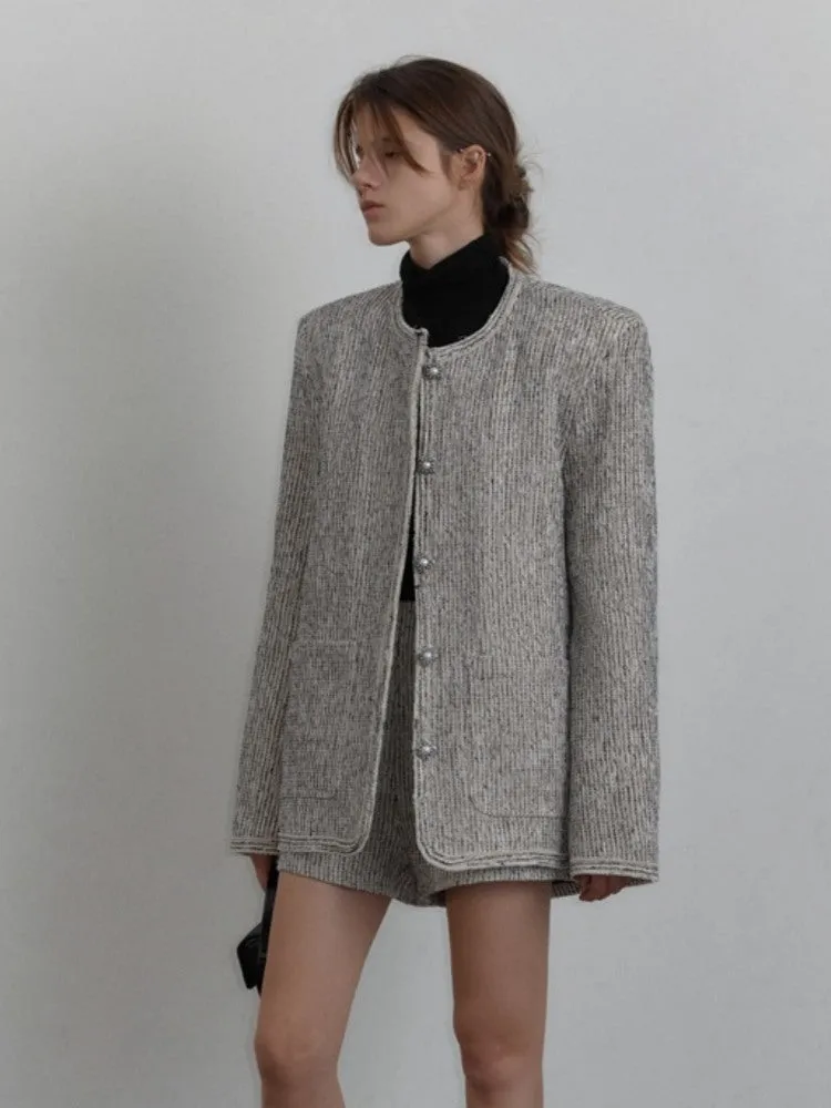 Round Neck Striped Blazer