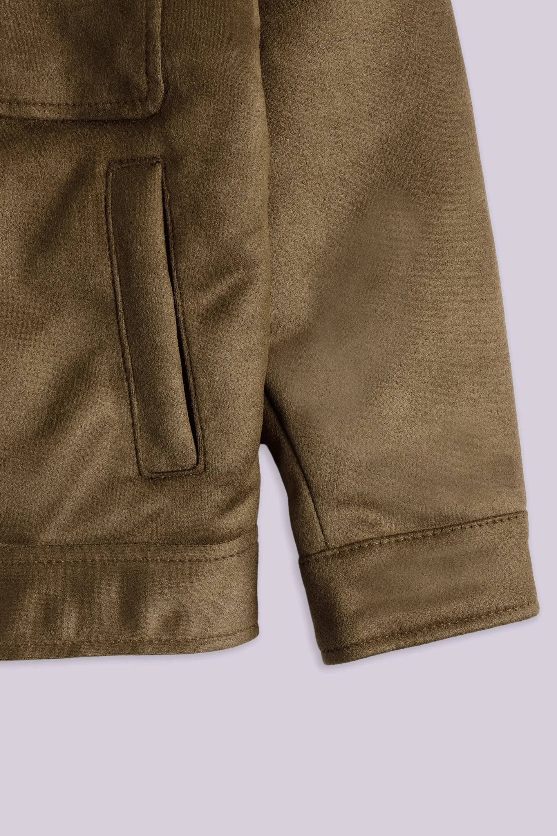 Sherpa Collar Faux Suede Jacket