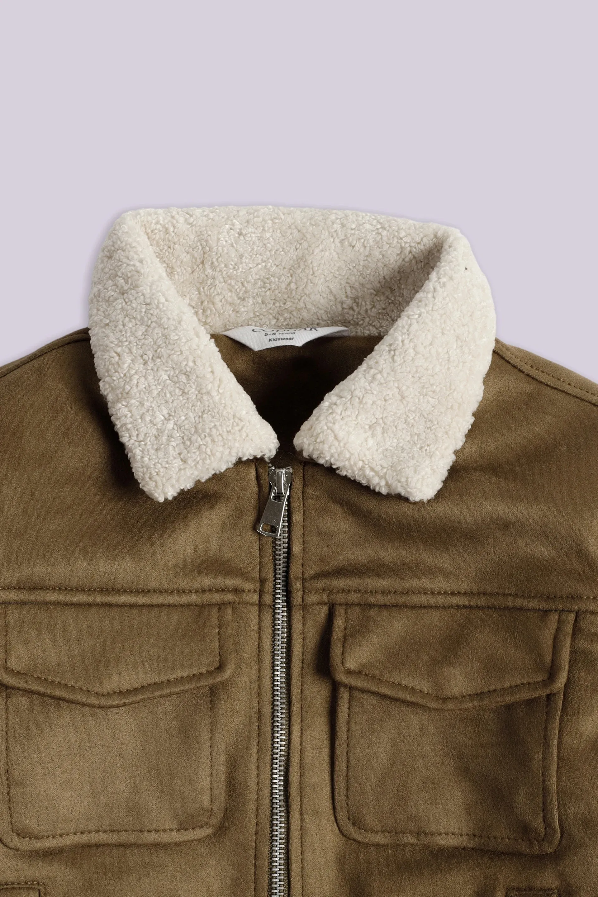 Sherpa Collar Faux Suede Jacket